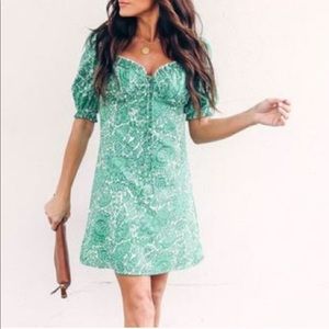 Gorgeous Green print dress with puff shirt sleeve